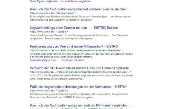 sistrix domain vergleichen Ranking Bild